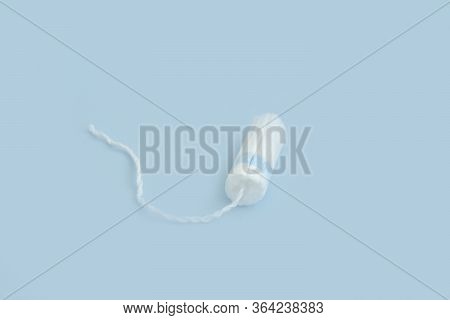 Medical Female Tampon. Hygienic White Tampon For Women. Cotton Swab. Menstruation, Means Of Protecti