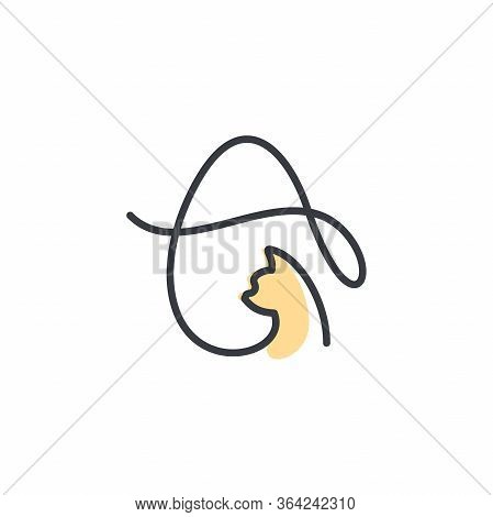 Simple And Cheers Logo Design Illustration Mono-line Style Initial A Cat.