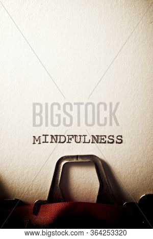 Mindfulness word written with a typewriter.