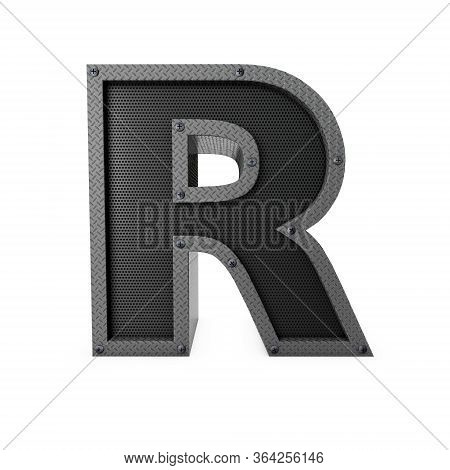 Letter R Industrial Metal Type. 3d Rendering