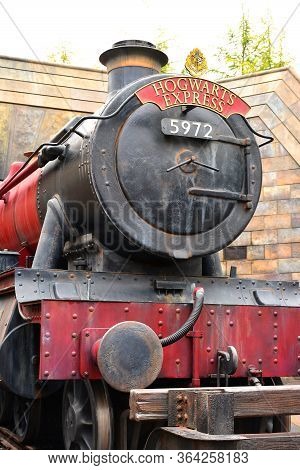 Osaka, Jp - April 7 - Harry Potter Theme Hogwarts Express Train At Universal Studios Japan On April 
