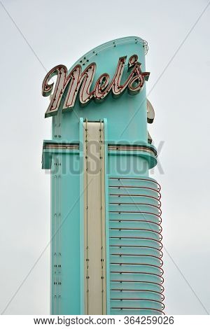 Osaka, Jp - April 7 - Mels Drive In Diner Sign At Universal Studios Japan On April 7, 2017 In Osaka,