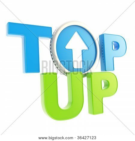 Top-up Emblem kuvake ylös nuoli kolikon