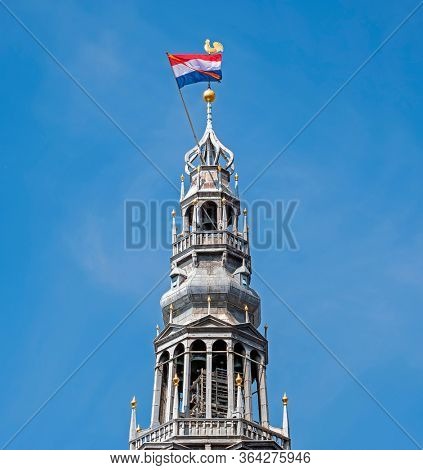Tower of the Noorderkerk in Amsterdam the Netherlands at Kingsday