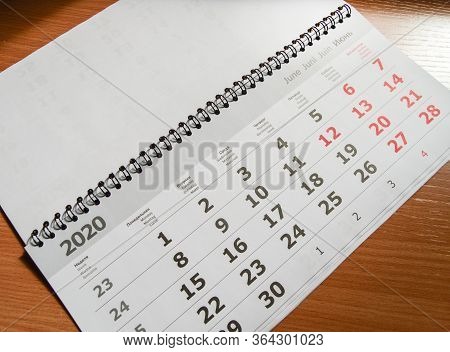 Calendar For June 2020, A Simple Template With Working Days And Weekends