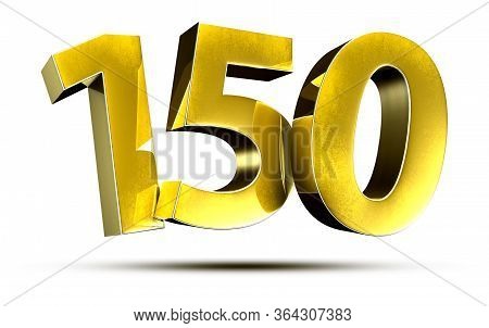 3d Illustration Numbers 150 Gold Isolated On A White Background.(with Clipping Path)