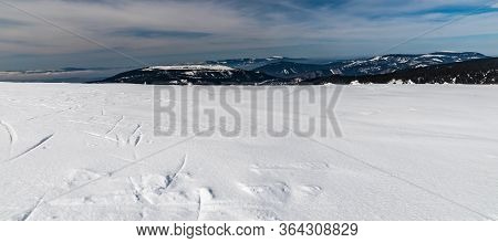 View From Vysoka Hole Hill In Jeseniky Mountains In Czech Republic During Beautiful Winter Day
