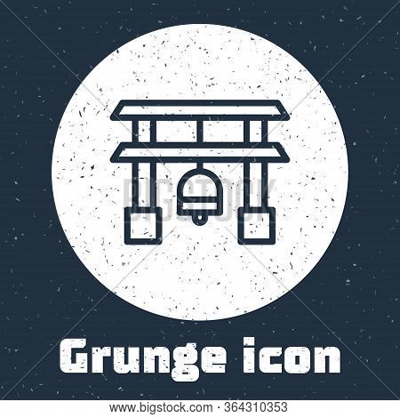 Grunge Line Japan Gate Icon Isolated On Grey Background. Torii Gate Sign. Japanese Traditional Class