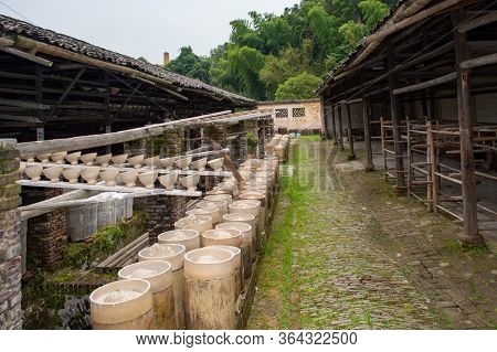 Clay Pottery Drying In Old Traditional Pottery Workshop In Jingdezhen, China