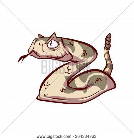 Colorful Vector Illustrationof A Cartoon Venomous Rattle Snake