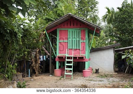 Classic Antique Retro Vintage Wooden Local House Thai Style Of Small Village Rural Countryside In Li