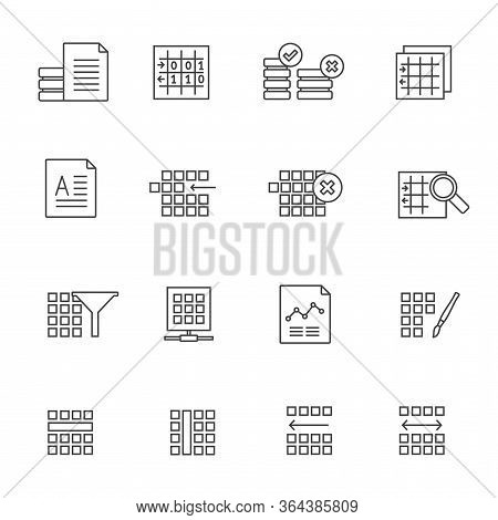Line Database And Table Formatting Icons - Vector Icon Set