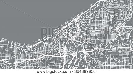 Urban Vector City Map Of Cleveland, Ohio, United States Of America