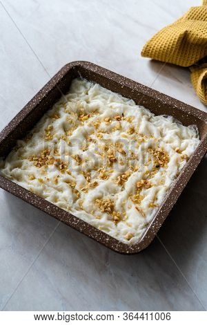 Traditional Turkish Ramadan Dessert Gullac . It Is Made With Gullac (rice Wafer Or Rice Paper Sheets