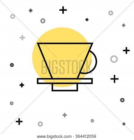 Black Line V60 Coffee Maker Icon Isolated On White Background. Random Dynamic Shapes. Vector Illustr