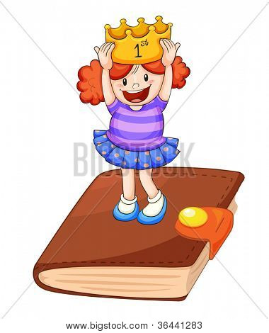 illustration of a girl with crown on a white background