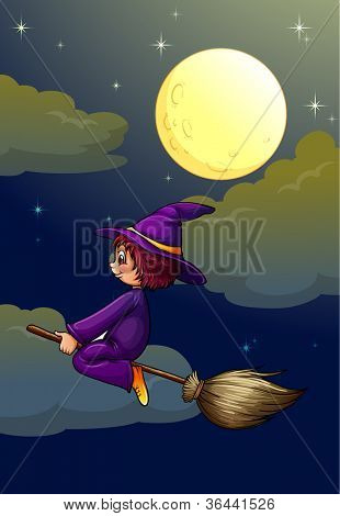 ilustracja wiedźma na miotle