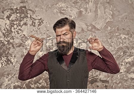 Old School And Vintage. Facial Hair Care. Hiring Barber. Barber Equipment. Barber Salon. Man Bearded