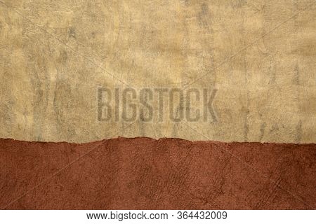 brown field - abstract landscape in earht tones created with sheets of handmade textured paper