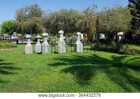 Alanya, Turkey - 06.10.2019: The Statue Looking Up