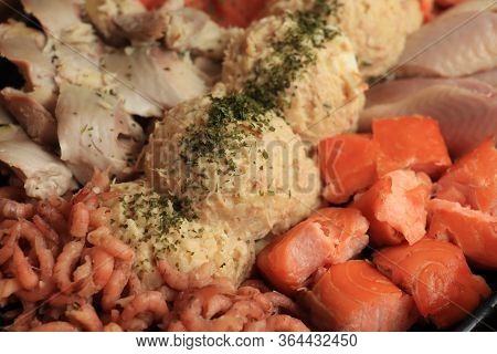 Serving Plate With Fresh Luxurious Seafood And Sauce