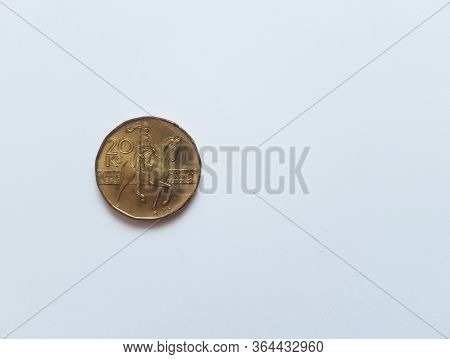 Czech Crown On A White Background. Background With Copyspace