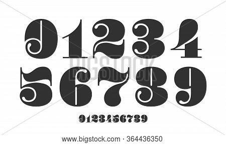 Number Font. Font Of Numbers In Classical French Didot Or Didone Style With Contemporary Geometric D