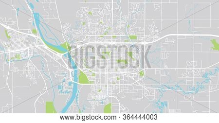 Urban Vector City Map Of Bismarck, Usa. North Dakota State Capital