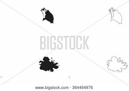 Antigua And Barbuda Country Map. Black Silhouette And Outline Isolated On White Background. Eps Vect