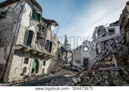 City Destroyed By An Earthquake On Amatrice