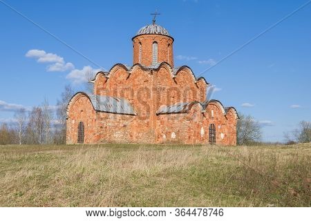 The Ancient Church Of The Savior On Kovalev On A Sunny April Day. Suburbs Of Veliky Novgorod, Russia