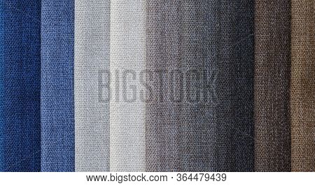 Fabric Color Samples Ocean Blue Textile Background. Silk Cloth Texture. Fabric Pattern