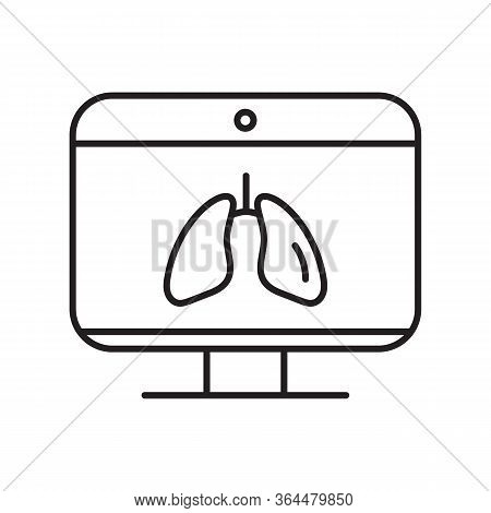 Line Icon Online Doctor, Lungs On The Monitor Laptop Respiratory Disease Consultant Medical Protecti