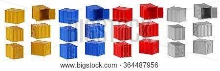 A High Quality Image Of 10ft Shipping Containers On A White Background With Clipping Path. Set Ten F