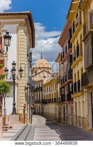 Colorful Houses And Church Dome In Lorca, Spain