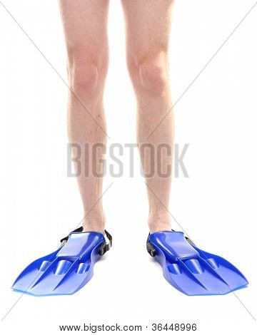 Mann Beine in Flossen, isolated on white