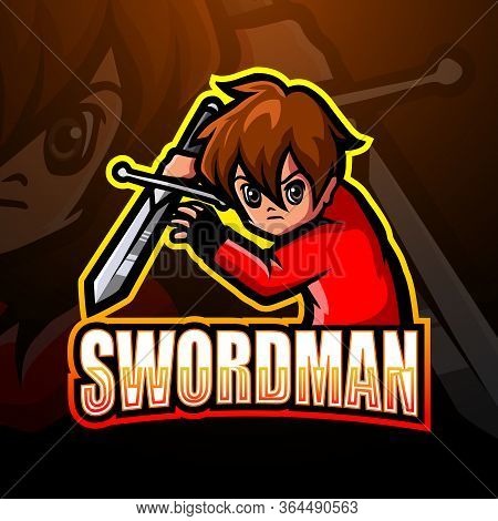 Vector Illustration Of Swordman Mascot Esport Logo Design