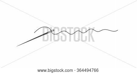 Needle And Thread Silhouette Icon Vector Illustration. Tailor Logo With Needle Symbol And Curvy Thre