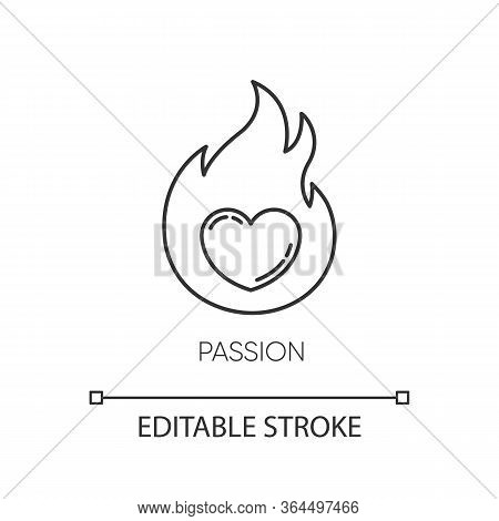 Passion Pixel Perfect Linear Icon. Intense Positive Emotion. Affection And Lust. Sexual Drive. Thin 