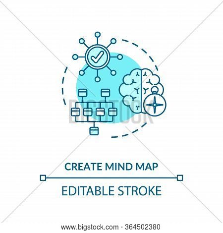 Create Mind Map Concept Icon. Creative Problem Solution Development Idea Thin Line Illustration. Ide