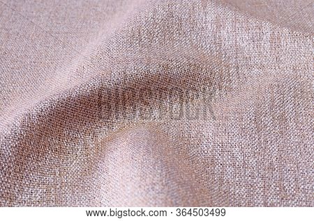 Closeup Gold,yellow,pink Gold Colors Fabric Texture Backdrop. Pink Gold,yellow, Linen Fabric Glitter