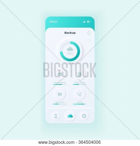 Cloud Storage Application Smartphone Interface Vector Template. Mobile App Page Light Design Layout.