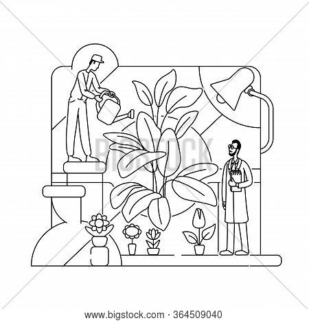 Botanical Experiment Thin Line Concept Vector Illustration