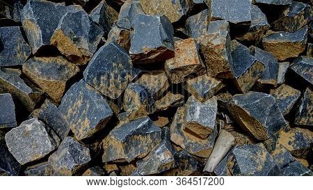 Black Gravel Stones Background For Construction Industry