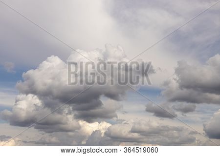 Blue Sky With White Clouds. Cumulus Clouds On A Blue Sky