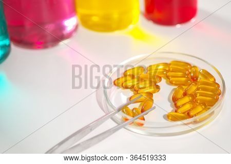 Various Medical Pills. Vitamins, Hemeopathy And Bioactive Additive Against Drugs.