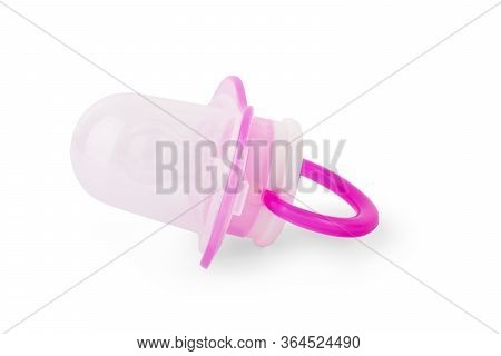 Pacifier Isolated On A White. Pink Baby's Pacifier Isolated On White Background.