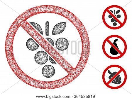 Mesh No Grapes Polygonal Web Symbol Vector Illustration. Carcass Model Is Based On No Grapes Flat Ic