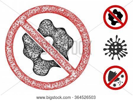Mesh No Microbe Polygonal Web Icon Vector Illustration. Carcass Model Is Created From No Microbe Fla