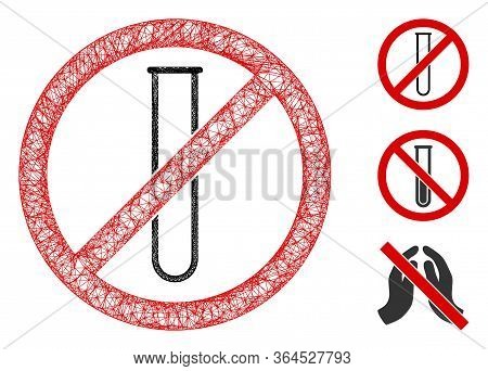 Mesh No Testtube Polygonal Web Icon Vector Illustration. Carcass Model Is Created From No Testtube F